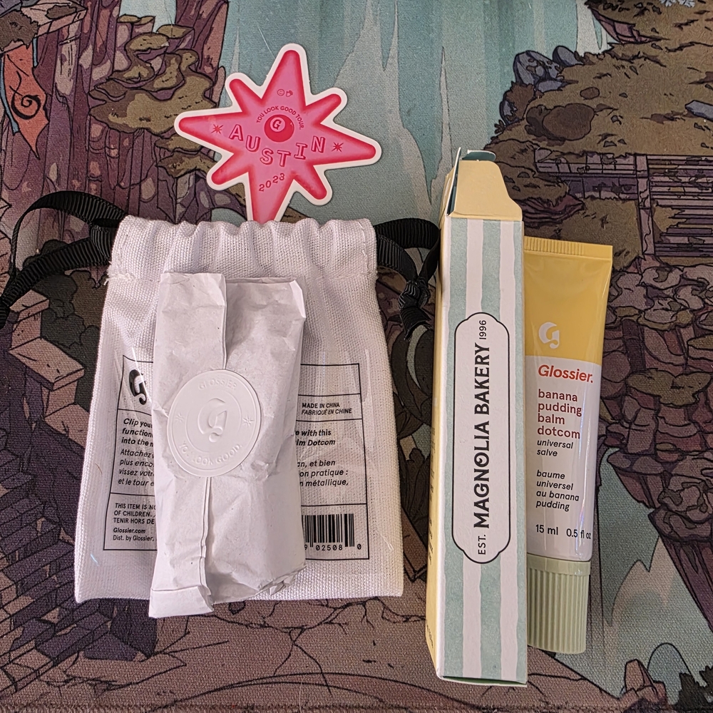 Glossier Banana Pudding Balm Dotcom and Keychain - Picture 4 of 5